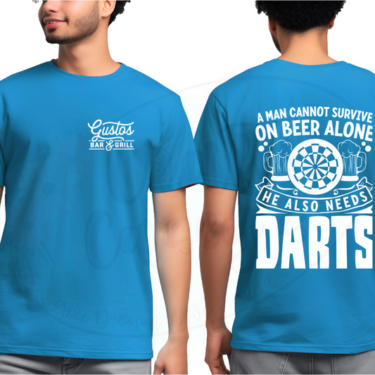 A Man Can't Survive On Beer Alone He Also Needs Darts Tee's