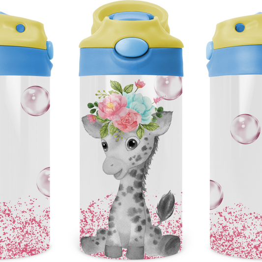 Baby Giraffe Kids 12 oz Water Bottle Flip Top