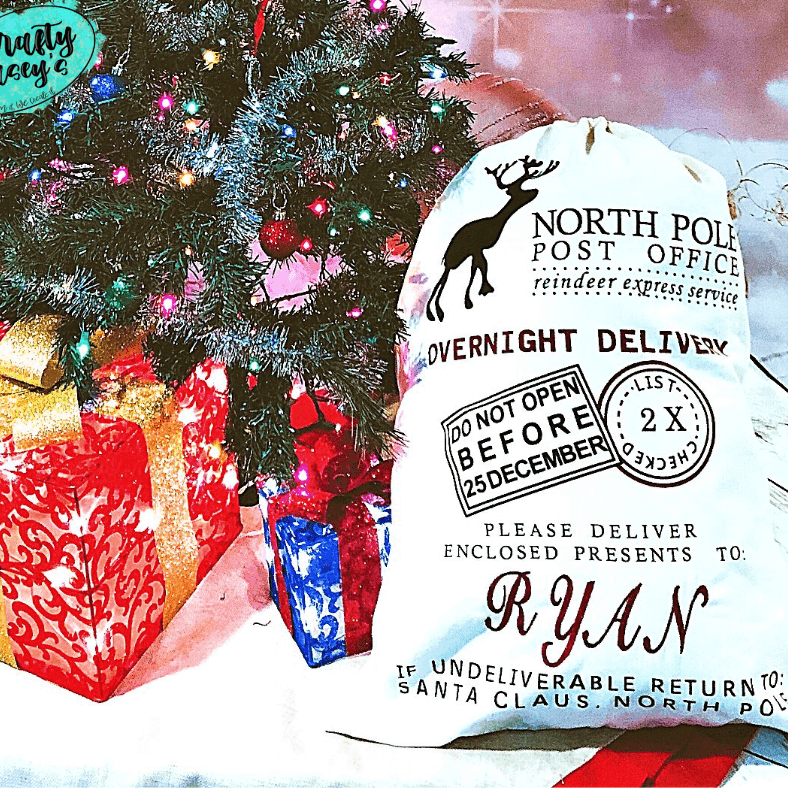 Overnight Delivery Do Not Open Before - Santa-Sack-Personalized-Embroidered