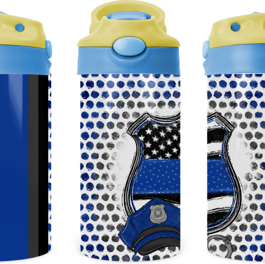 Police Badge Kids 12 oz Water Bottle Flip Top