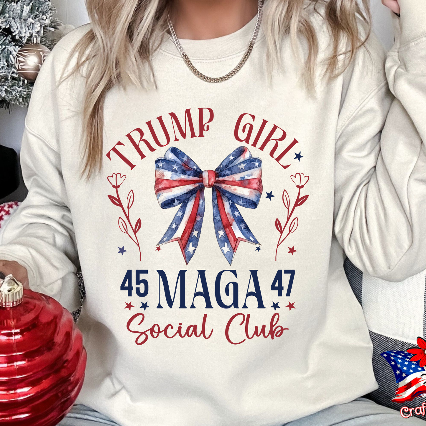 Trump Girl Social Club Croquette Bow Tee & Crewneck