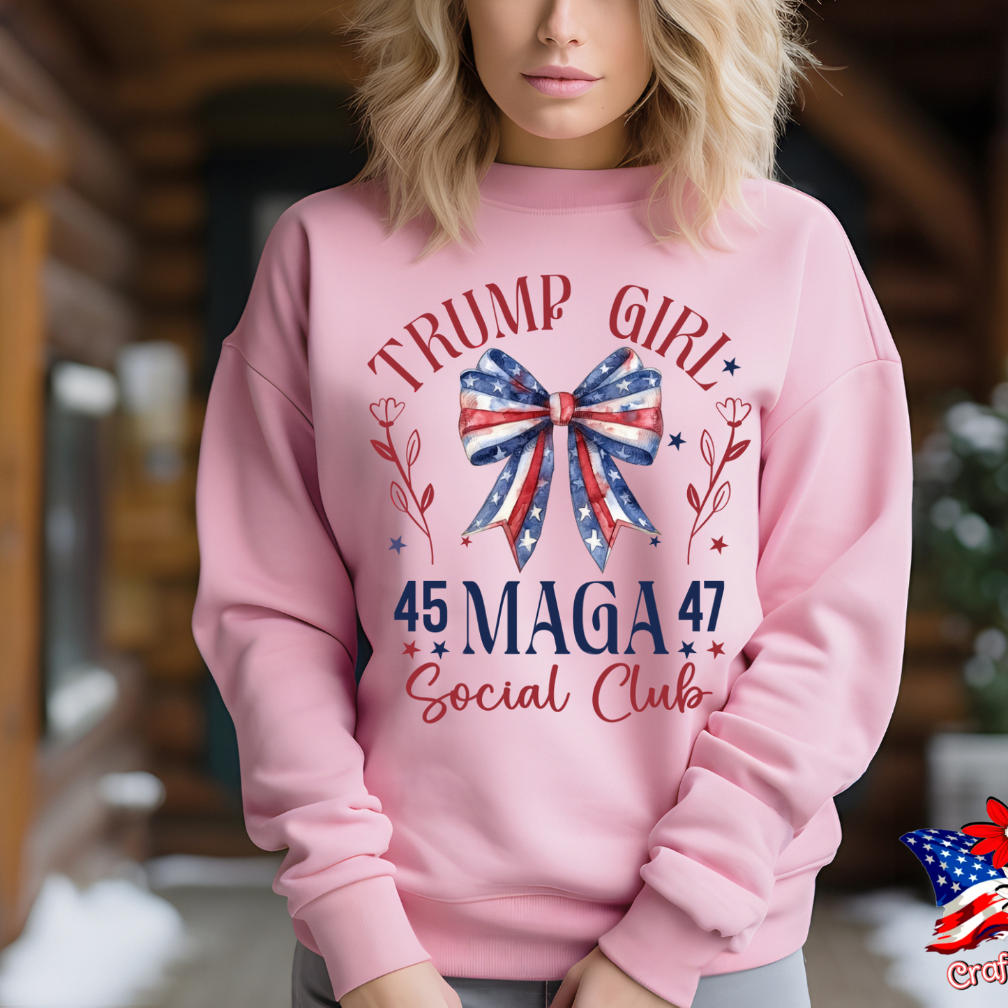 Trump Girl Social Club Croquette Bow Tee & Crewneck