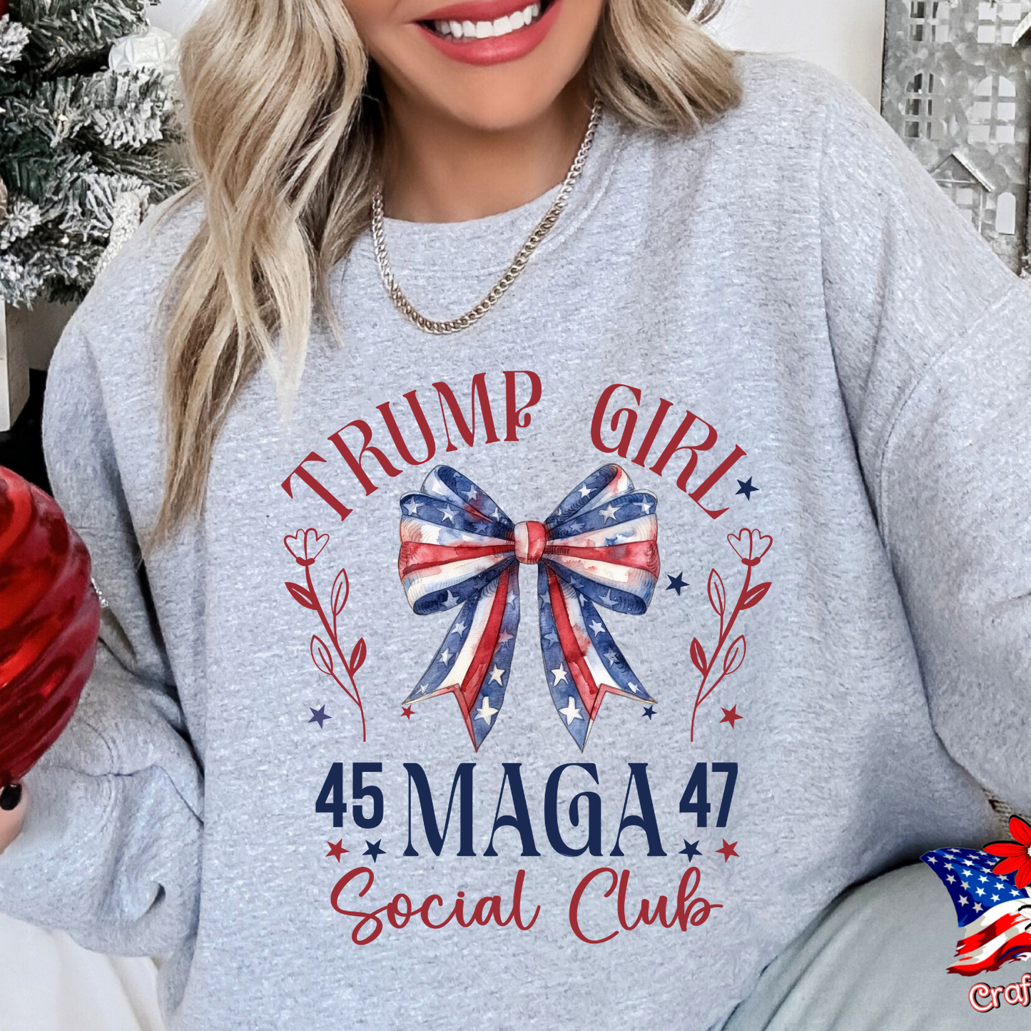 Trump Girl Social Club Croquette Bow Tee & Crewneck