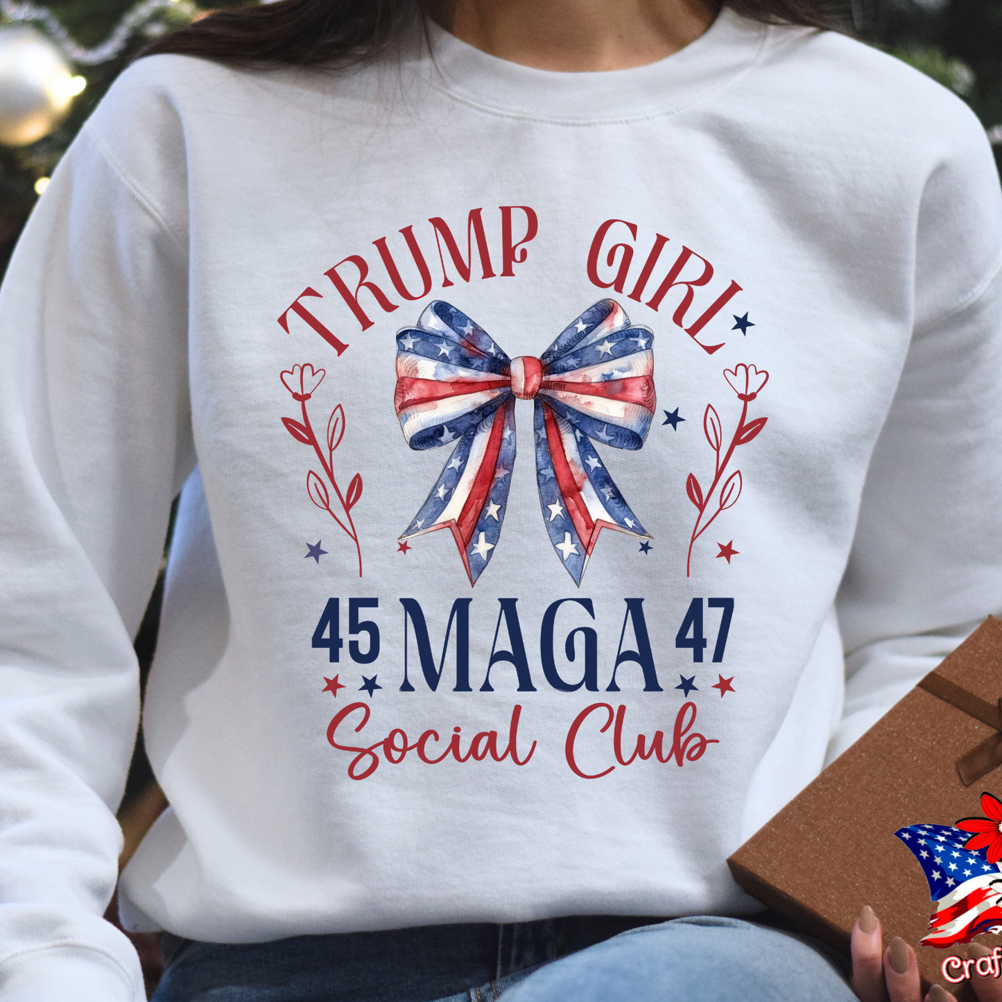 Trump Girl Social Club Croquette Bow Tee & Crewneck