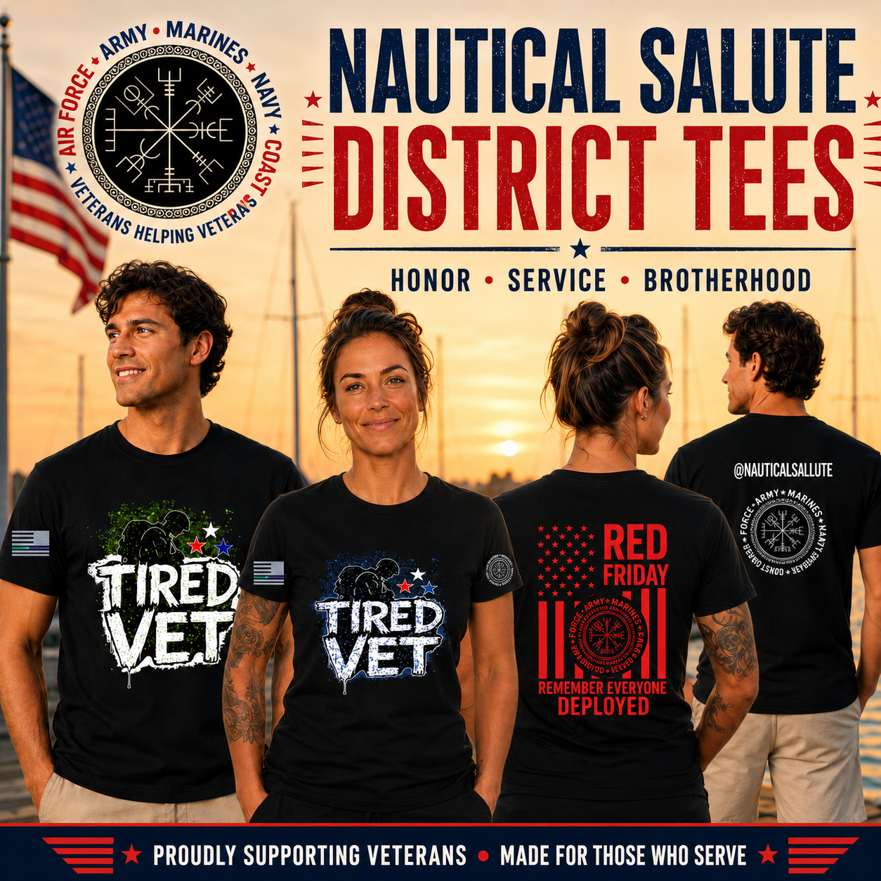 NAUTICAL SALUTE DISTRICT TRI-BLEND TEE'S