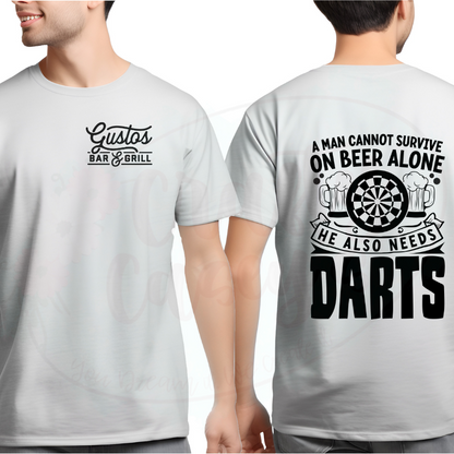 A Man Can't Survive On Beer Alone He Also Needs Darts Tee's