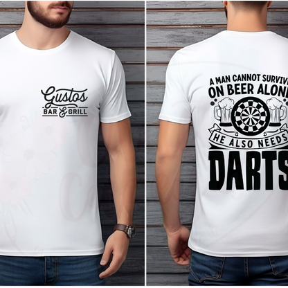 A Man Can't Survive On Beer Alone He Also Needs Darts Tee's