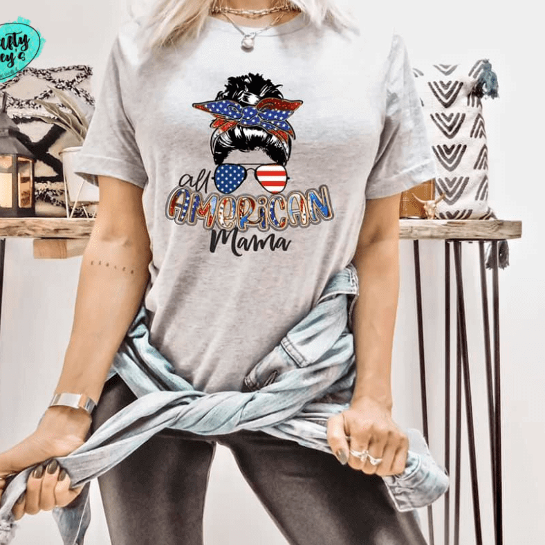 All American Mama Graphic Shirt by Crafty Casey's