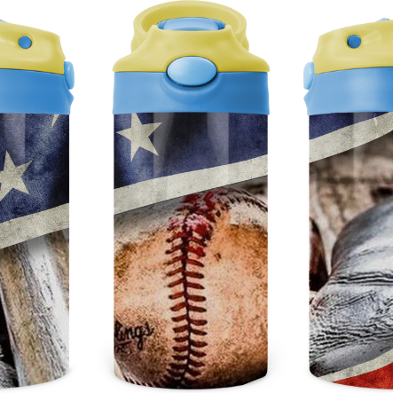 American Baseball 12 oz Water Bottle Flip Top