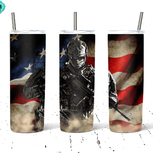 American Soldier Flag Drink Tumbler