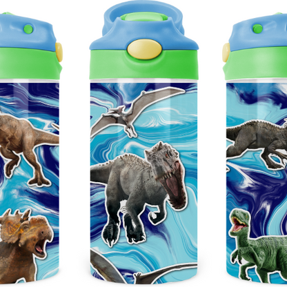Animated Dino Kids 12 oz Water Bottle Flip Top