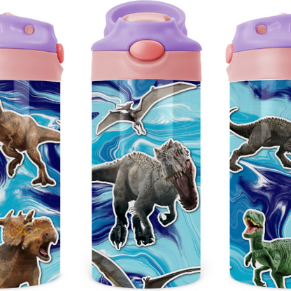 Animated Dino Kids 12 oz Water Bottle Flip Top