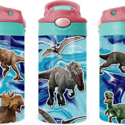 Animated Dino Kids 12 oz Water Bottle Flip Top