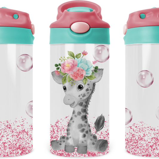 Baby Giraffe Kids 12 oz Water Bottle Flip Top