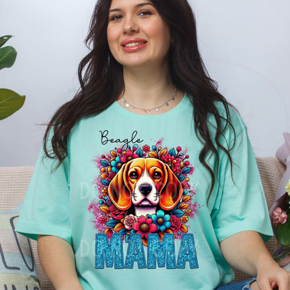 Beagle Dog Mama Faux Glitter Tee