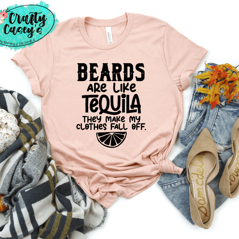 Beards And Tequila Graphic Shirt adult funny, and alcohol humor graphic shirt design by Crafty Casey's
