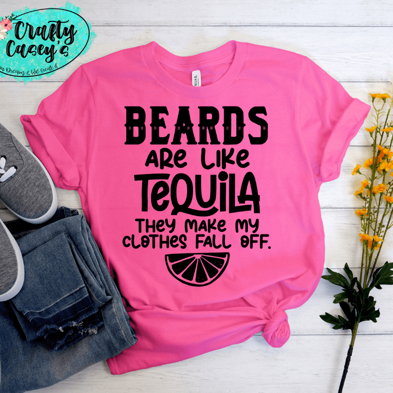 Beards And Tequila Graphic Shirt adult funny, and alcohol humor graphic shirt design by Crafty Casey's