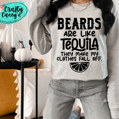Beards And Tequila Graphic Shirt adult funny, and alcohol humor graphic shirt design by Crafty Casey's
