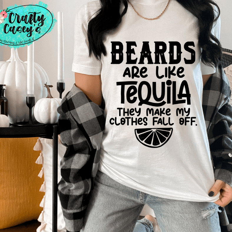 Beards And Tequila Graphic Shirt adult funny, and alcohol humor graphic shirt design by Crafty Casey's