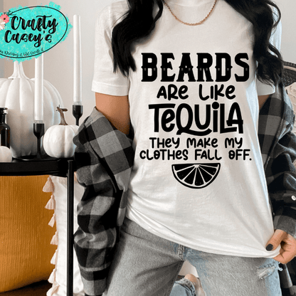 Beards And Tequila Graphic Shirt adult funny, and alcohol humor graphic shirt design by Crafty Casey's