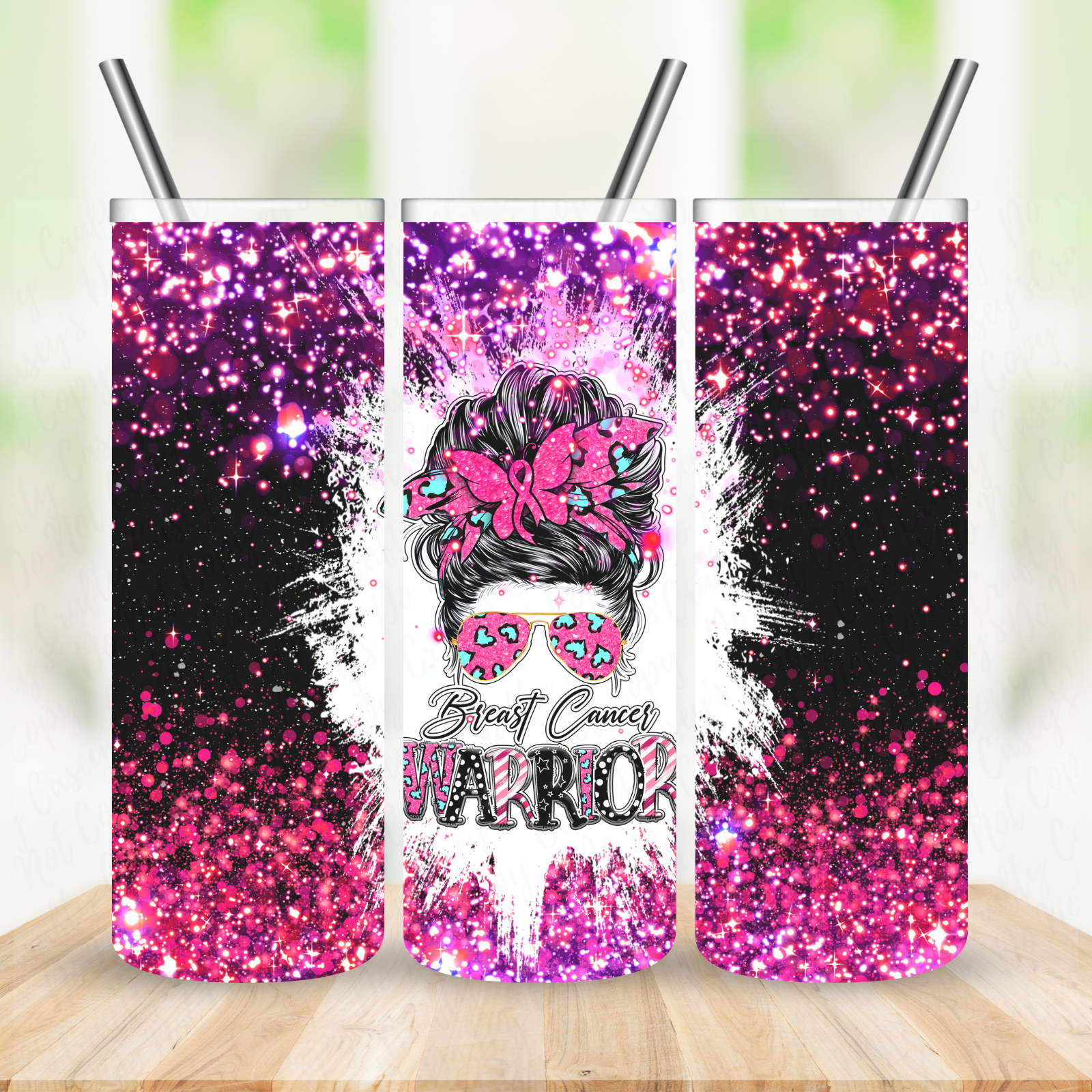 Breast Cancer Mom Bun Awareness -Drink Tumbler