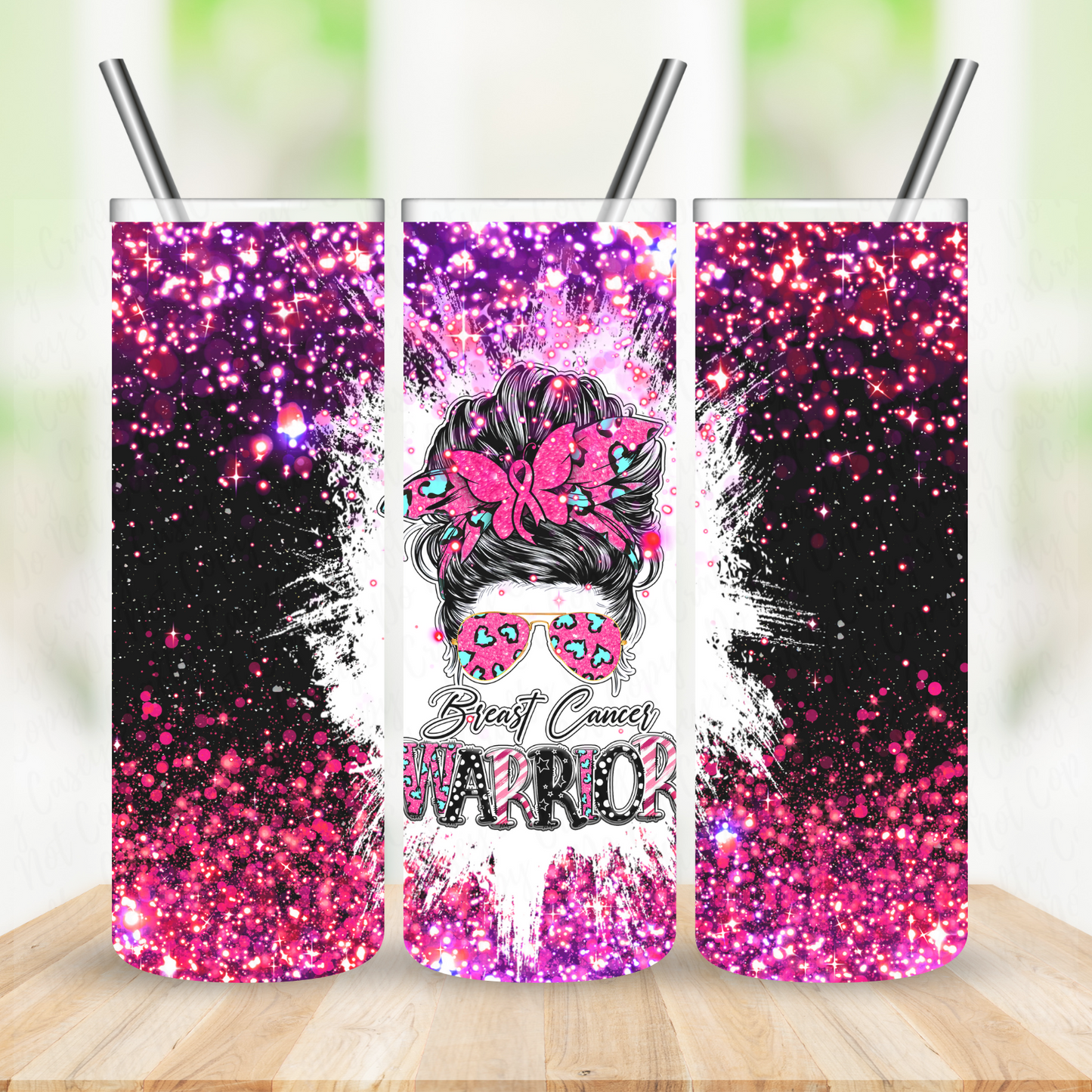 Breast Cancer Mom Bun Awareness -Drink Tumbler