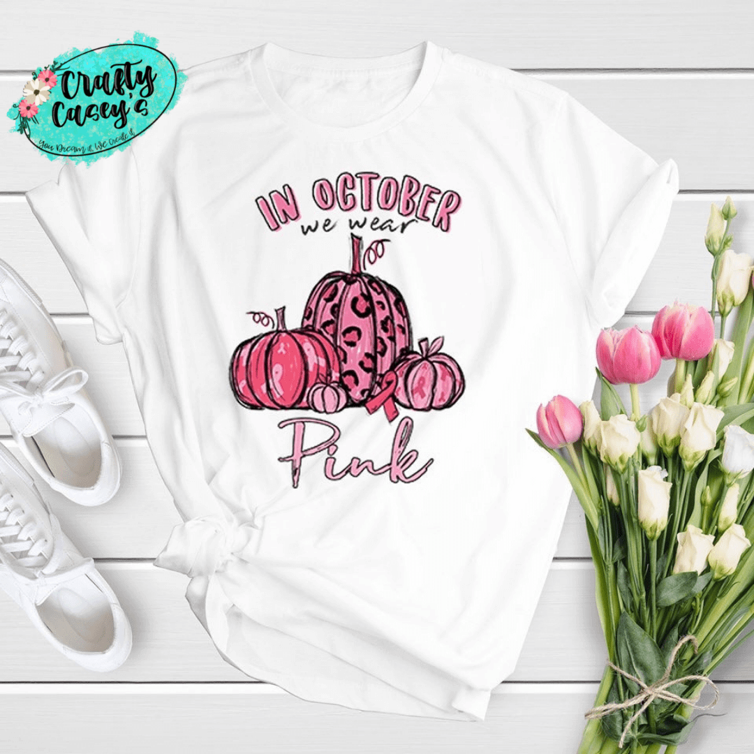 Breast Cancer Pumpkin Graphic Shirt awareness apparel design by Crafty Casey's