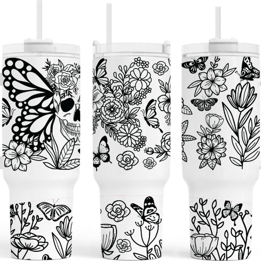 Butterfly Candy Skull 40 oz. Tumbler