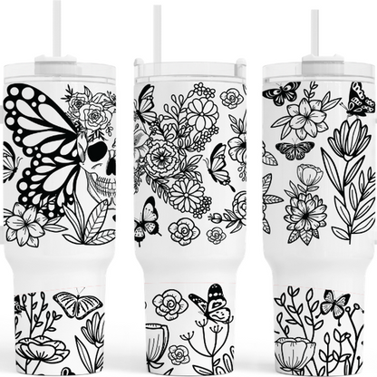 Butterfly Candy Skull 40 oz. Tumbler