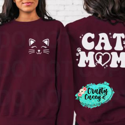 CAT MOM Whiskers Sweatshirt Left Pocket Tee