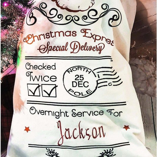 Christmas Express Special Delivery Red Santa Sack Outline -Personalized