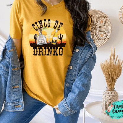 Cinco De Drinko Funny Graphic Shirt adult funny graphic shirt design by Crafty Casey’s