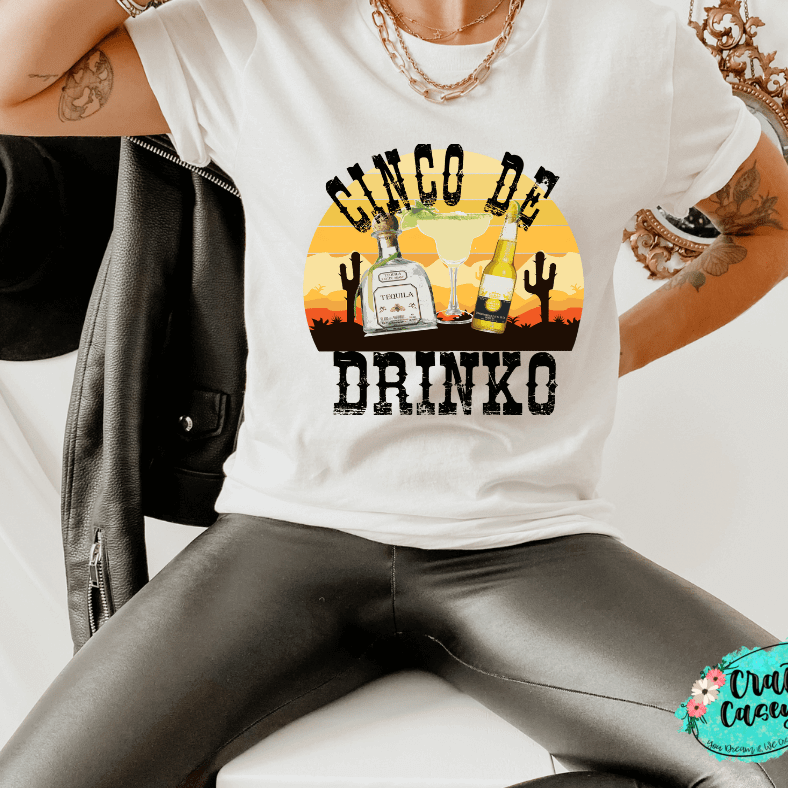 Cinco De Drinko Funny Graphic Shirt adult funny graphic shirt design by Crafty Casey’s