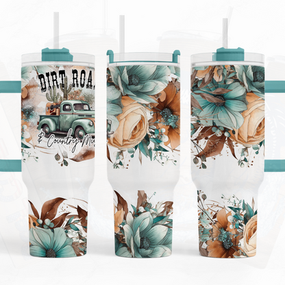 Country Dirt Road Floral 40 oz Tumbler