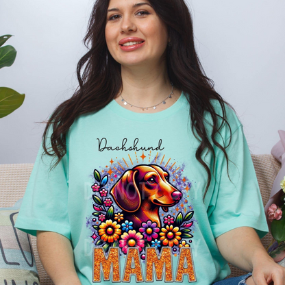 Dashahund Dog Mama Faux Glitter Tee