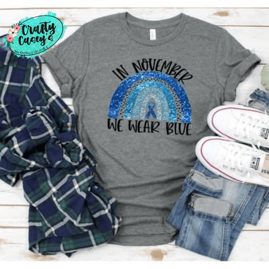 Diabetes Blue Ribbon Graphic Shirt awareness apparel design by Crafty Casey's