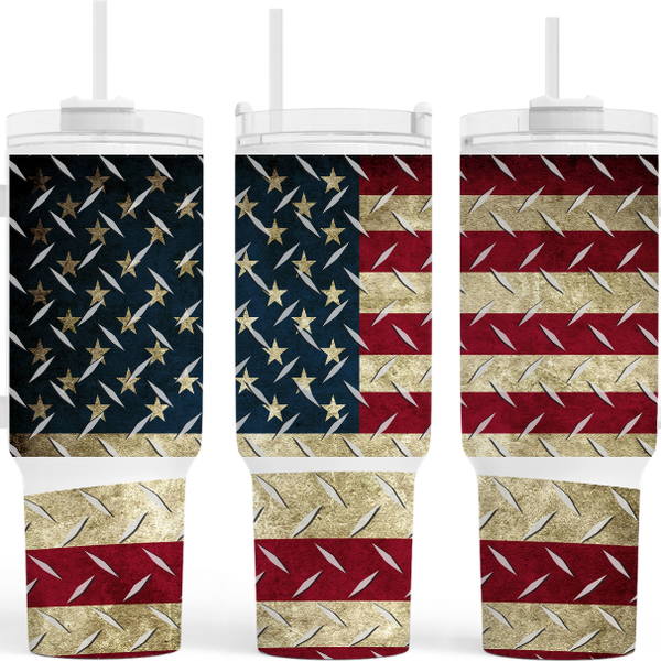Diamond Plated U.S. Flag 40 oz Tumbler