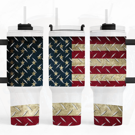 Diamond Plated U.S. Flag 40 oz Tumbler