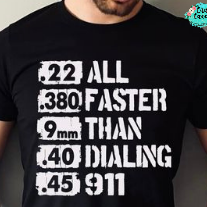Faster Than Calling 911 Patriotic Graphic Shirt by Crafty Casey's