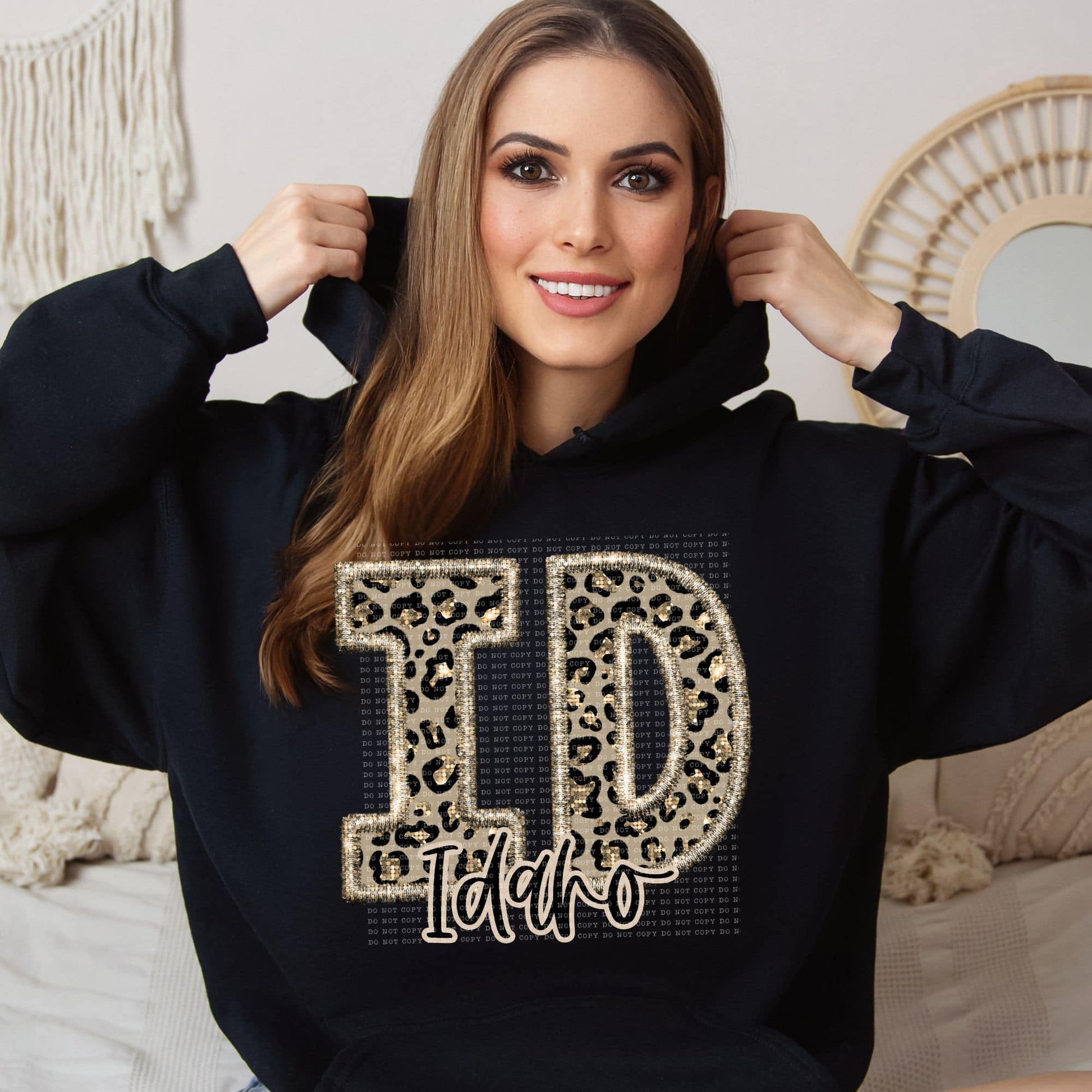 Faux Embroidered Cheetah Alabama - Kansas Hoodie