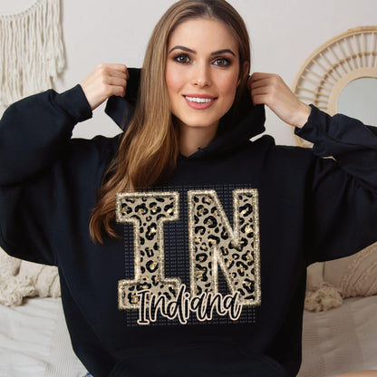 Faux Embroidered Cheetah Alabama - Kansas Hoodie