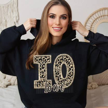 Faux Embroidered Cheetah Alabama - Kansas Hoodie