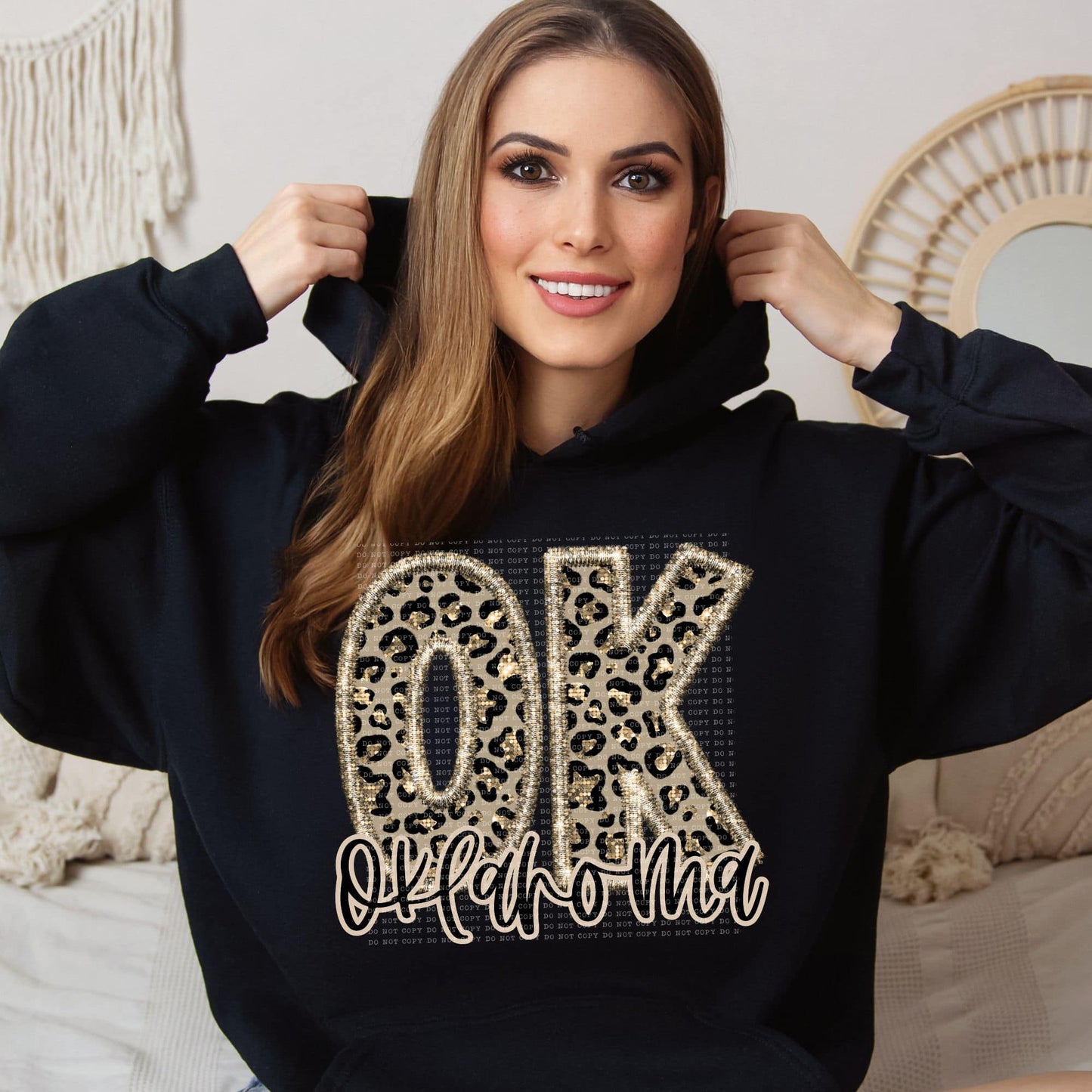 Faux Embroidered Cheetah North Dakota - Wyoming Hoodie