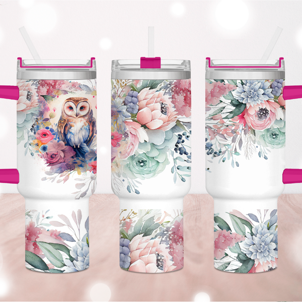 Floral Owl 40 oz. Tumbler