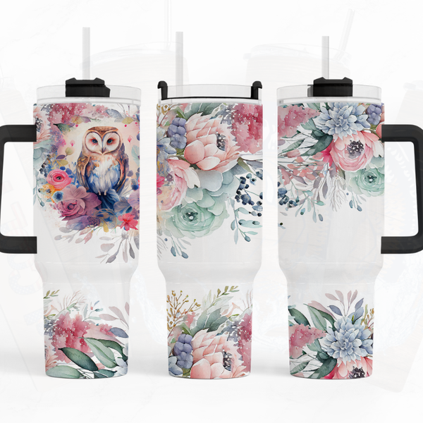 Floral Owl 40 oz. Tumbler
