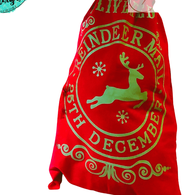 Gold Reindeer Mail Red Santa Sack-Personalized-Embroidered