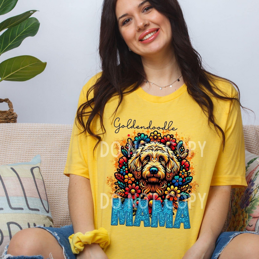 Goldendoodle Dog Mama Faux Glitter Tee