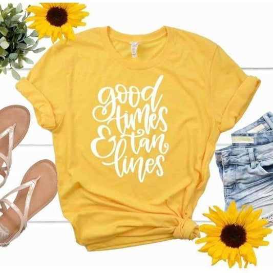 Good Times & Tan Lines Summer Shirt summer graphic shirt by Crafty Casey’s