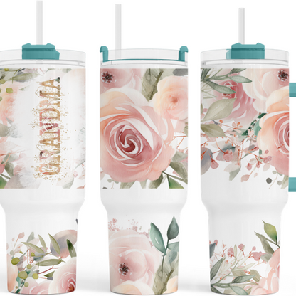 Grandma Pink Roses 40 oz Tumbler