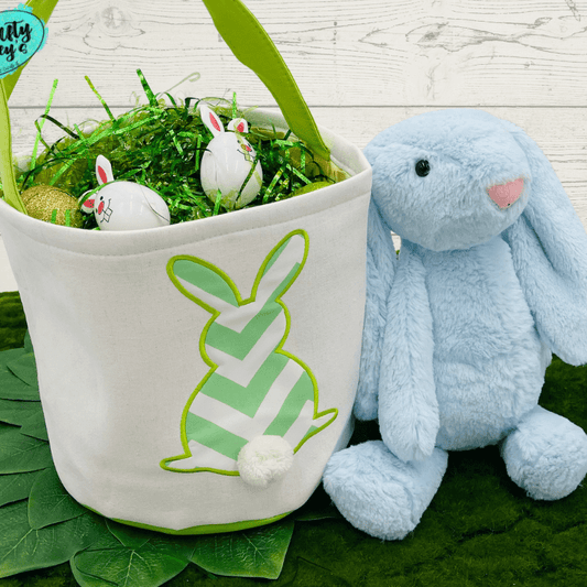 Green Chevron Easter Bunny Baskets-Personalized-Embroidered